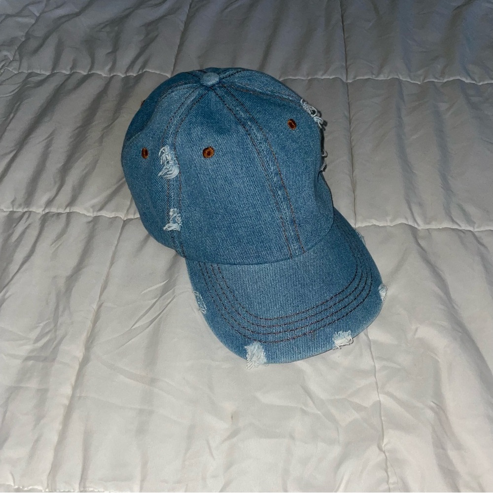 Distressed Blue Denim Cap